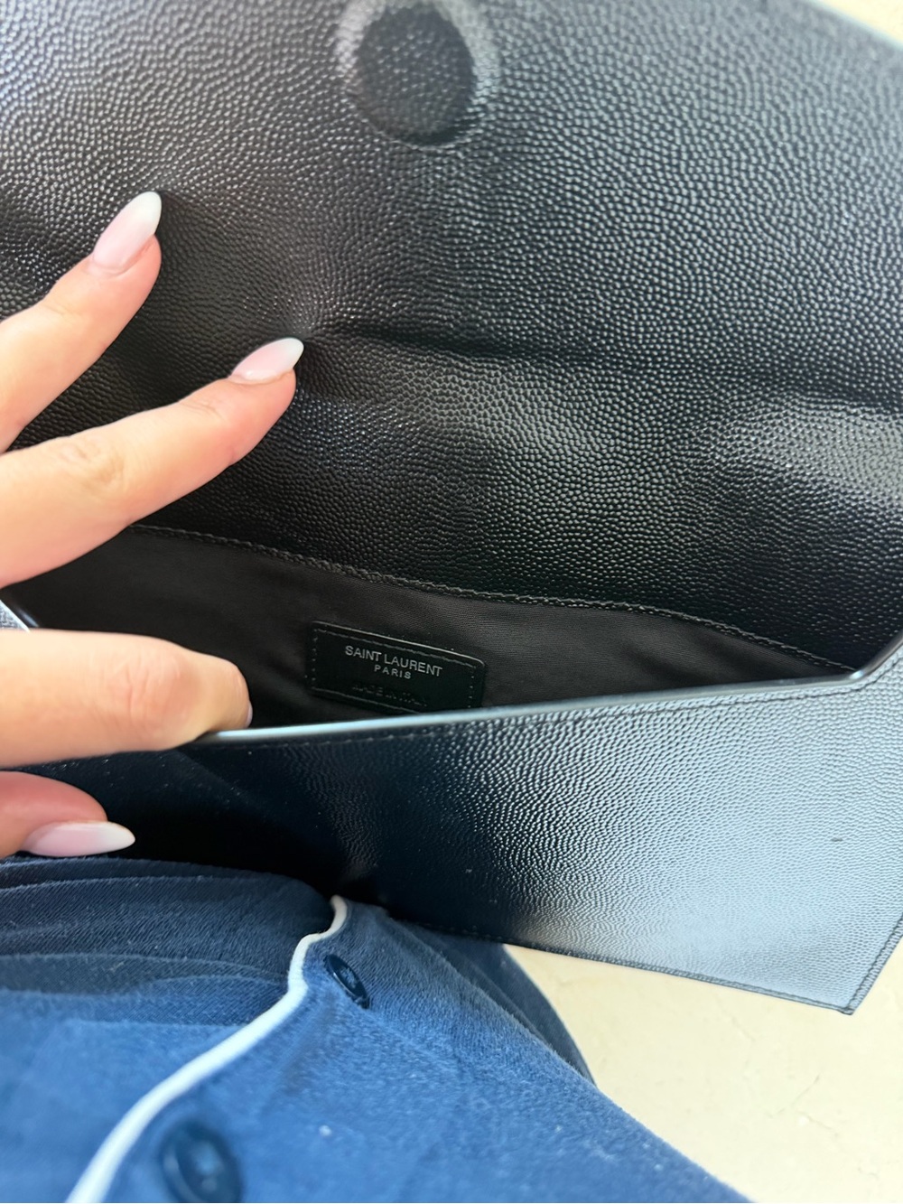 Saint Laurent Black YSL Envelope Clutch - Picture 4 of 4